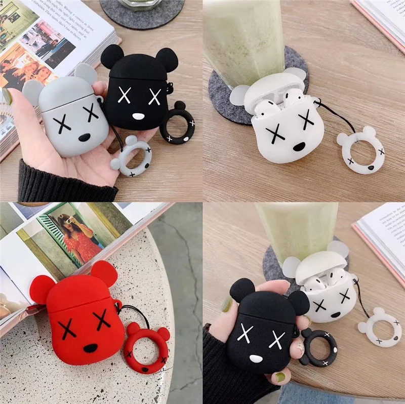 High Quality Silicon Cute Cartoon violent bear Soft Bluetooth Wireless Earphone Cases for Apple AirPods 1/2 Earphones Box |