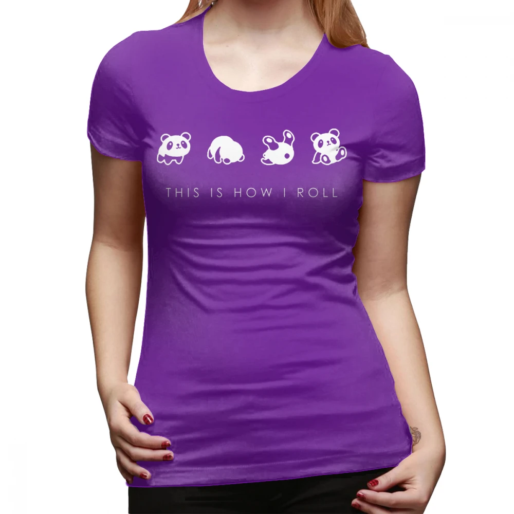 Футболка с пандой, это футболка с круглым вырезом, летняя женская футболка с графическим коротким рукавом, серебристая, XXL, женская футболка - Цвет: Фиолетовый