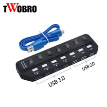 High Speed 7 Ports USB Hub 3.0 5 Gbps 2.0 Hub LED USB Splitter With Power Adapter On/Off Switch Computer Cable For PC Laptop цена High Speed 7 Ports USB Hub 3.0 5 Gbps 2.0 Hub LED USB Splitter With Power Adapter On/Off Switch Computer Cable For PC Laptop цены онлайн