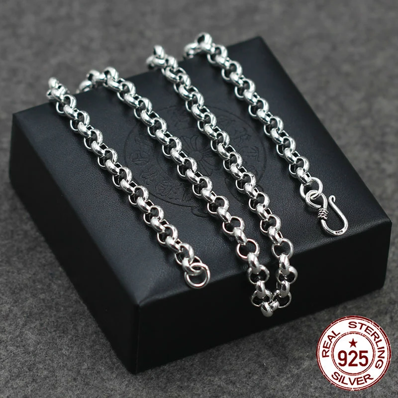 

100% S925 Sterling Silver Men's Necklace Personality Simple Fashion Style Domineering Glossy styling Give lover's gift 2018 new