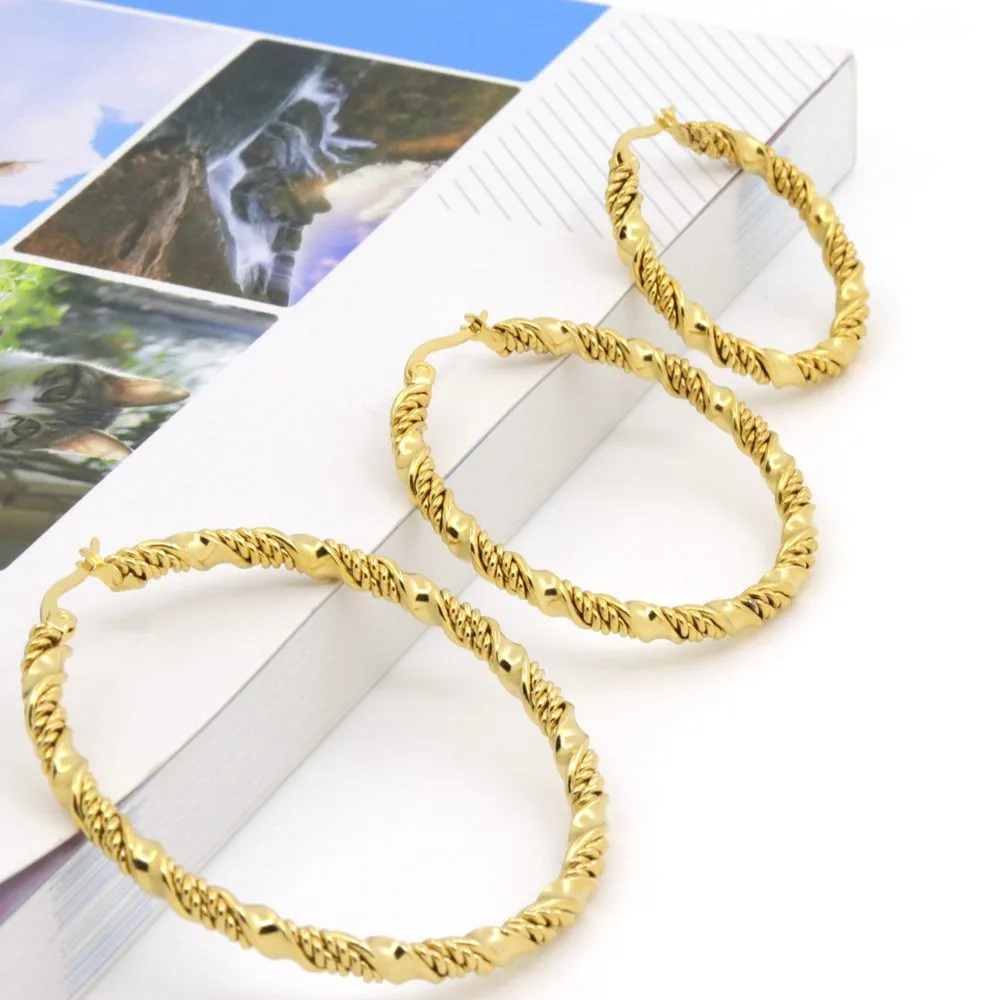 Fashion Jewelry Double Cable Hoop Earrings 3 Size Brand Earrings For Women Gold Color Hoop Earrings Brincos Girls Ladies Europe - Image 5