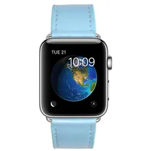 Натуральная кожа ремешок для наручных часов Apple Watch 38 мм, 42 мм, синего и розового цвета Для женщин Для мужчин запасной браслет ремешок Ремешок для iwatch 1 2 3
