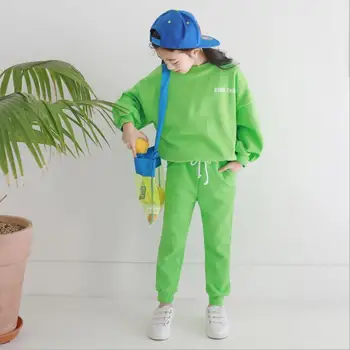 

2019 Korean style girls 2 pcs set sweatshirt+long pants fashion spring girls suit 3-8t B394