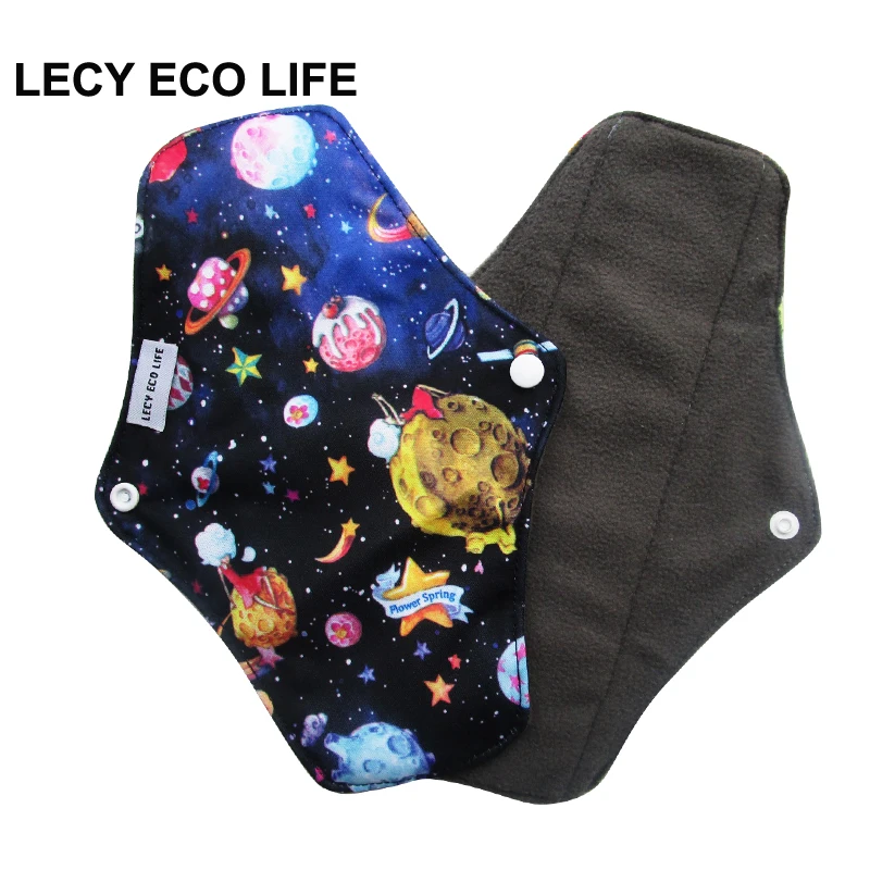 LECY ECO LIFE бамбуковый уголь флисовые внутренние тканевые менструальные прокладки для постоянного потока, женские многоразовые подушечки для салфеток Рождественский подарок