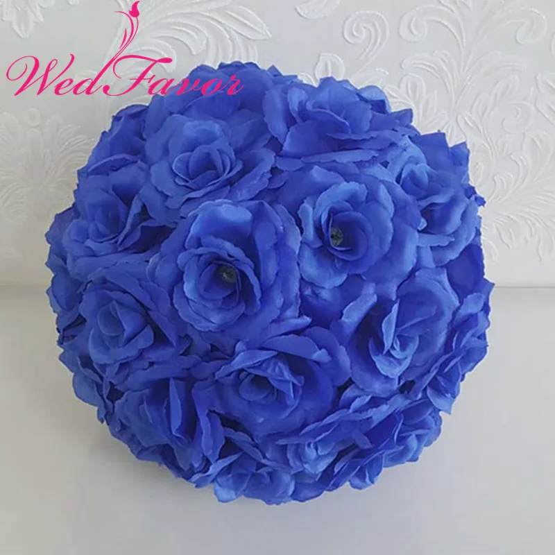 WedFavor 6 шт. 15 см шелковые розы целующийся Шар Из искусственной ткани Pomander цветок шар для вечерние свадебные украшения - Цвет: 12 Royal Blue