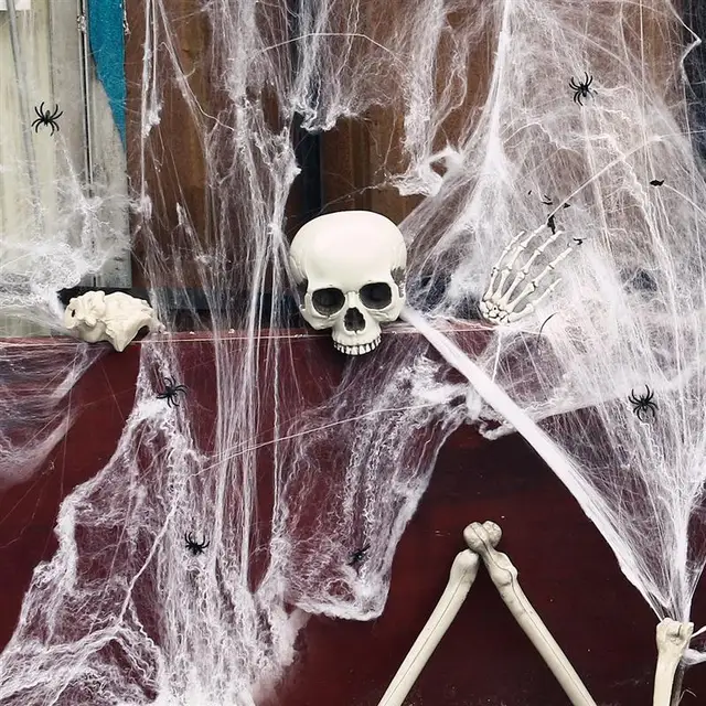 hot stretchy spider web cobweb with black spider halloween decoration 2017 haunted house props home party
