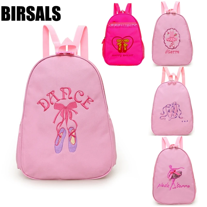 Kids Pink Ballet Backpack Bags for Girls Waterproof Nylon Embroidery