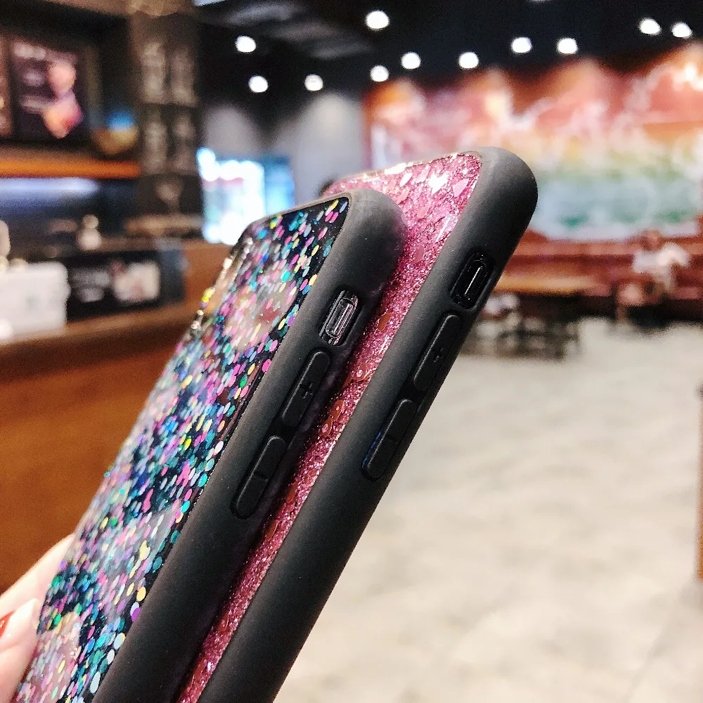 Case For iPhone X Xs Xr Xs Max 8 7 6S Plus Cover Glitter Sequins Shiny Soft Girly Case For Huawei P20 P30 Pro Mate 20 Pro Cover (4)