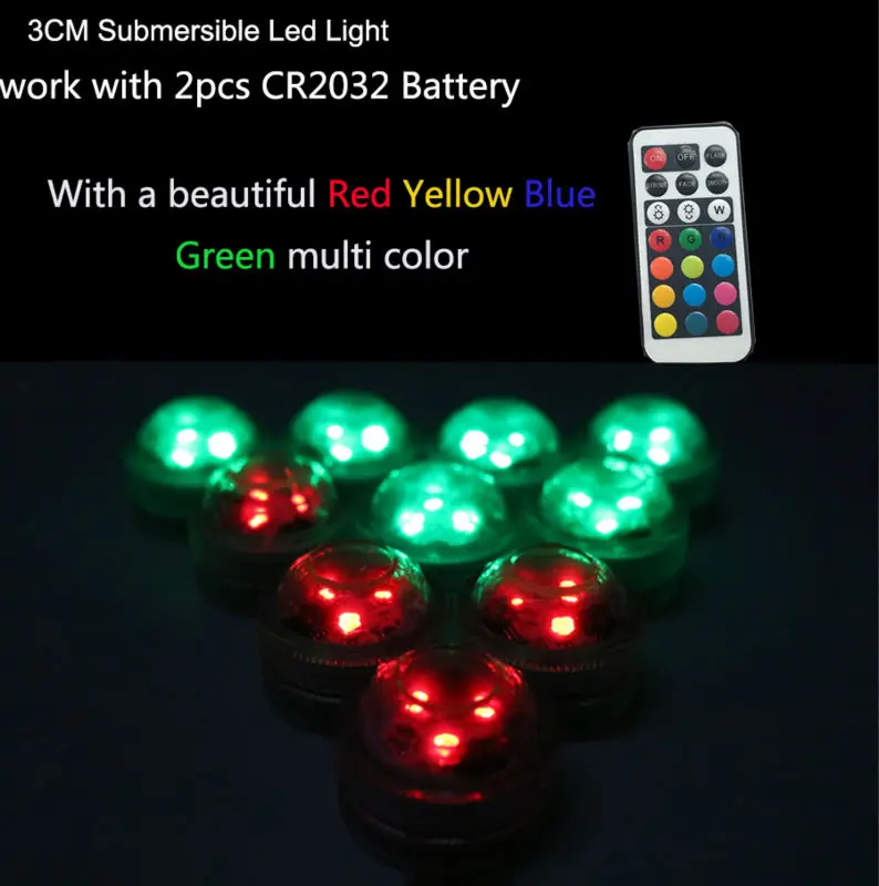 (20 Unids/lote) 3 CM Mini LED de Luz Multi colorSubmersible Con Mando A