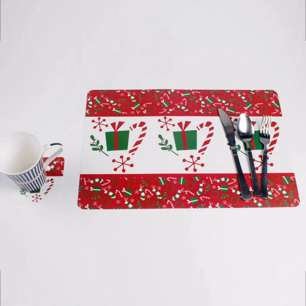 6 шт. 42x28 см Merry Рождественский Настольный коврик+ Coaster натальные Pad место год Рождество аксессуары для дома отель кафе