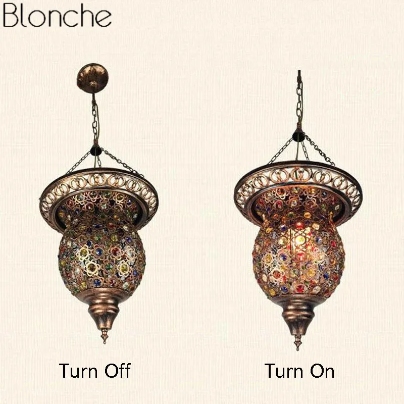 Турецкий подвесной светильник в богемном стиле лампа из витражного стекла