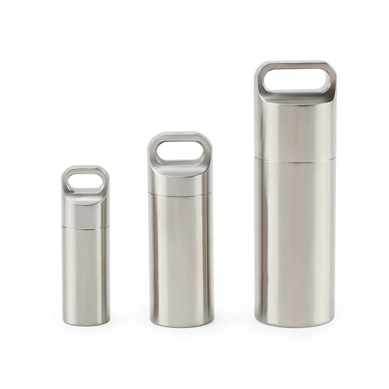 

S/M/L Stainless Steel Waterproof Canister Medicine Bottle Outdoor Camping Tool