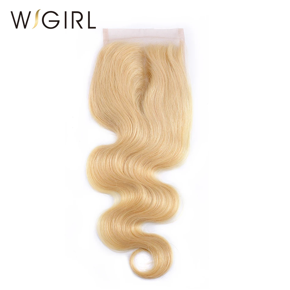 

Halo Hair Brazilian 613 Blonde Lace Closure Body Wave 4x4 Remy Human Hair Closure Free Part Bleached Knot With Baby Hair
