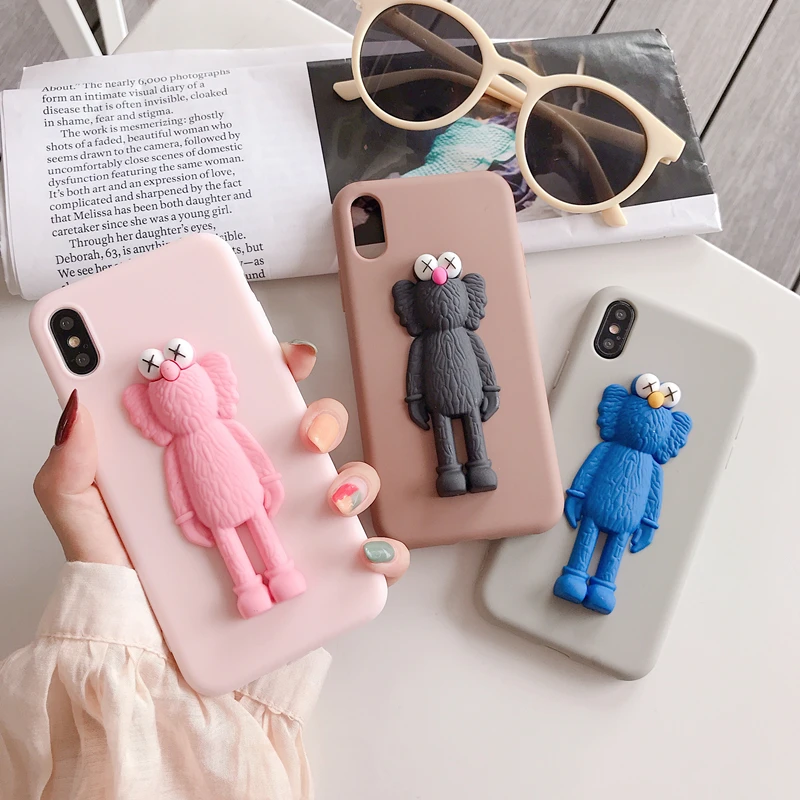 حار العلامة التجارية Kaws 3D السمسم الشارع لطيف الكرتون سيليكون جراب هاتف ل iphone X XR XS ماكس 7 8 زائد 6 S ل samsung S9 S10 S8 ملاحظة