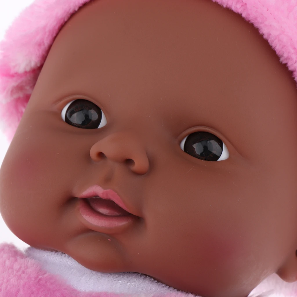 30cm African American Full Body Silicone Soft Vinyl Reborn Doll Full Vinyl Newborn Baby Xmas Gifts Pink for Children