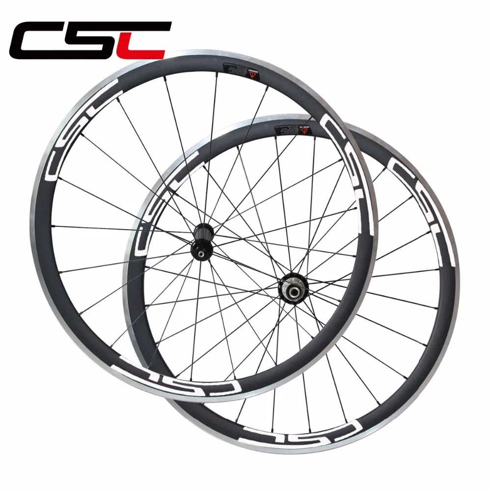 Clearance CSC 700C 23mm width 38mm deep clincher R36 hub bike wheelset with Aluminum alloy breaking surface road bicycle carbon wheels 3