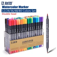 STA 80 Цвета двойной головкой Книги по искусству ist растворимые Цветной Эскиз Маркер кисть Набор для рисования Дизайн краски Книги по искусству маркер поставки