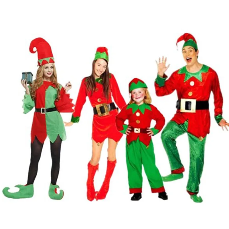 Kids Adults Clown Elf Costume Family Lovers Cosplay Costumes Masquerade ...