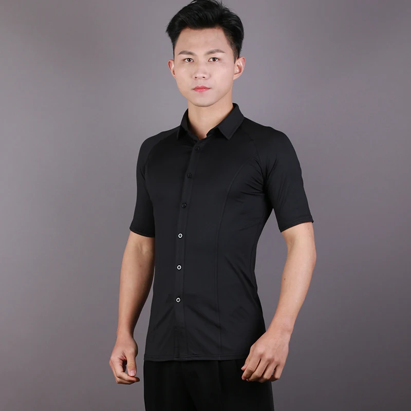 

Ballroom Dance Top For Men Black Standard Dance Waltz Rumba Practice Wear Latin Dancing Shirt Fashion Square Dance Outfit DC2033