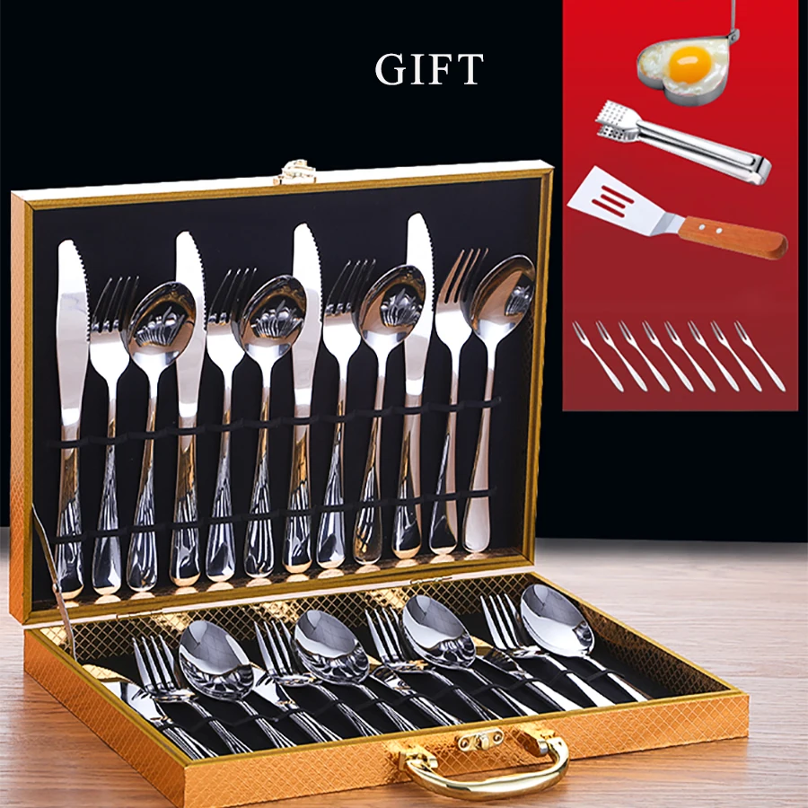 

Tableware Flatware Set Stainless Steel Dinner Spoons Knifes Forks Set Knives Cutlery Scuberteria 24 Piezas Kitchen Home WZN002