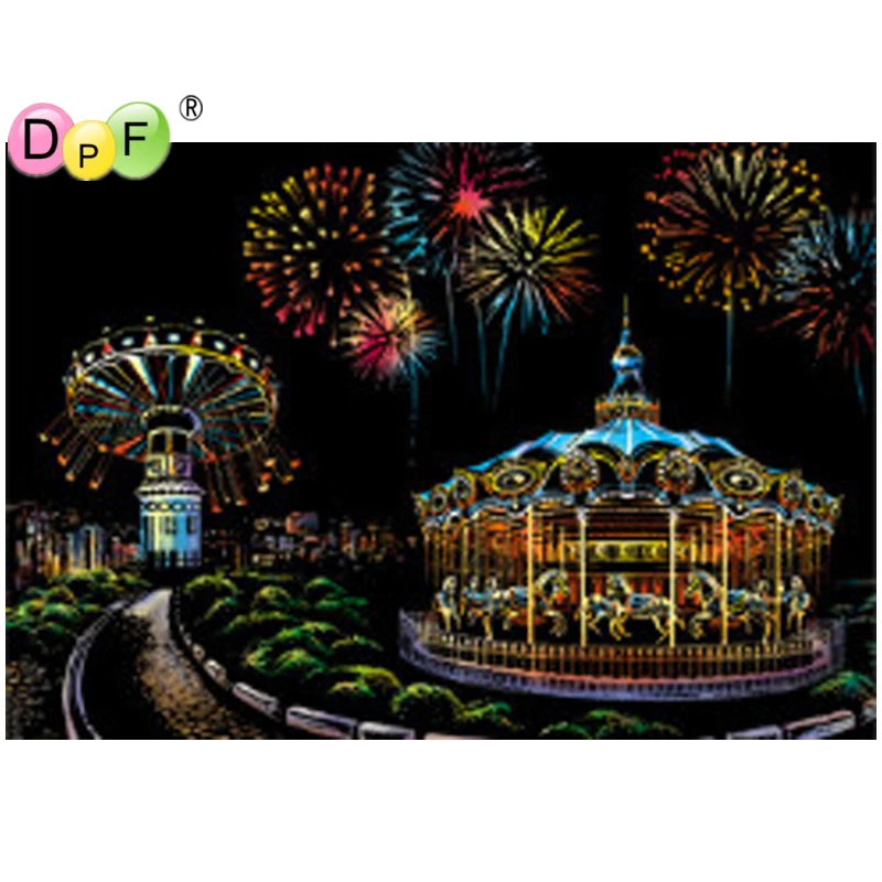 

DPF Scratch Pictures Amusement Park Paper 41x28.7cm Creative Set Screen Postcard Art Gifts Fashion DIY Drawing Picture Wall