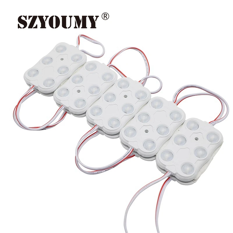 

SZYOUMY 5730 injection LED Module DC12V 6 LEDs 3W Waterproof Outdoor light Backlight with lens 160 degree for billboard