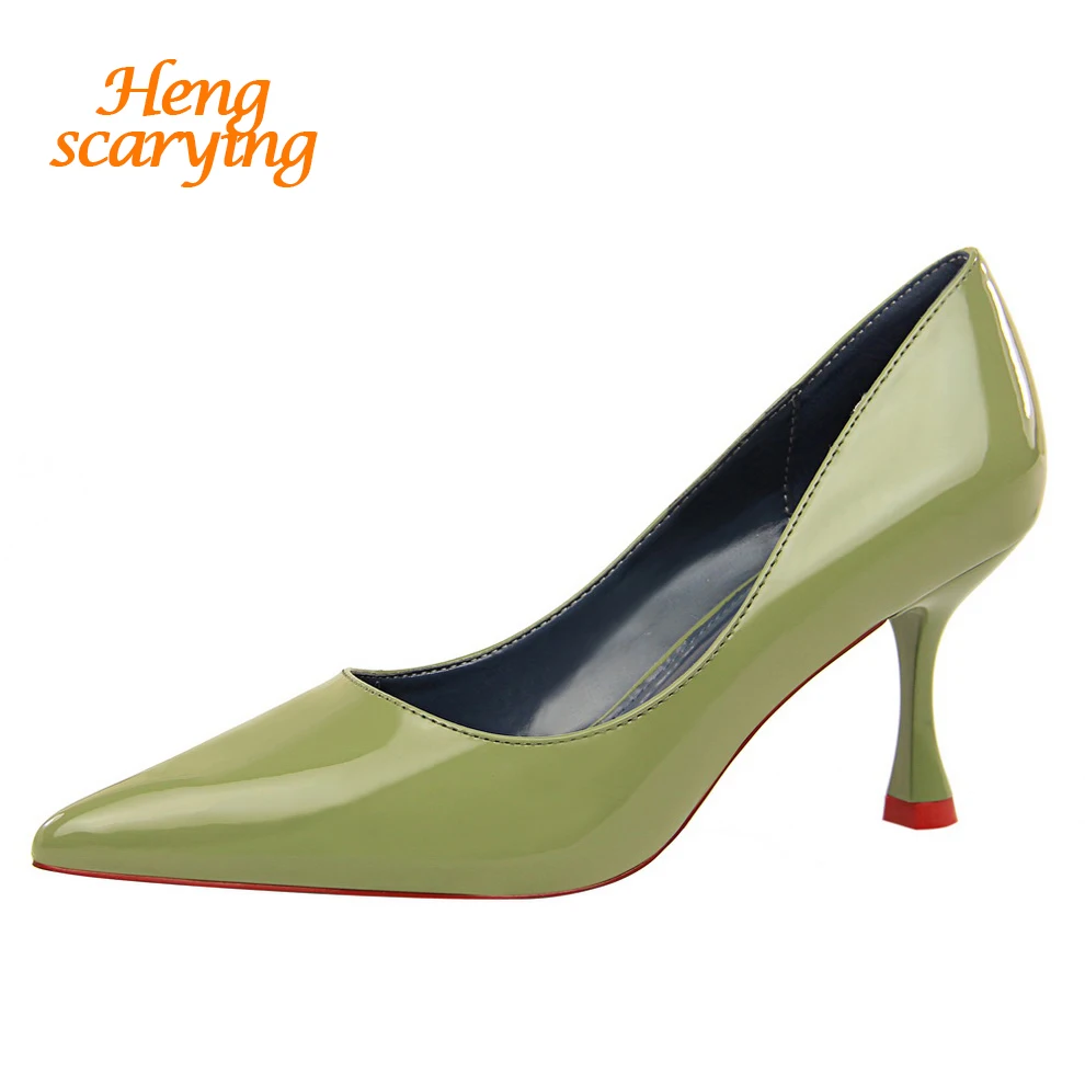 

2019 Women 7cm High Heels Pumps Leather Strange Low Med Heels Female Scarpins Office Pointed Toe Tacons Nude Pink Pumps Shoes