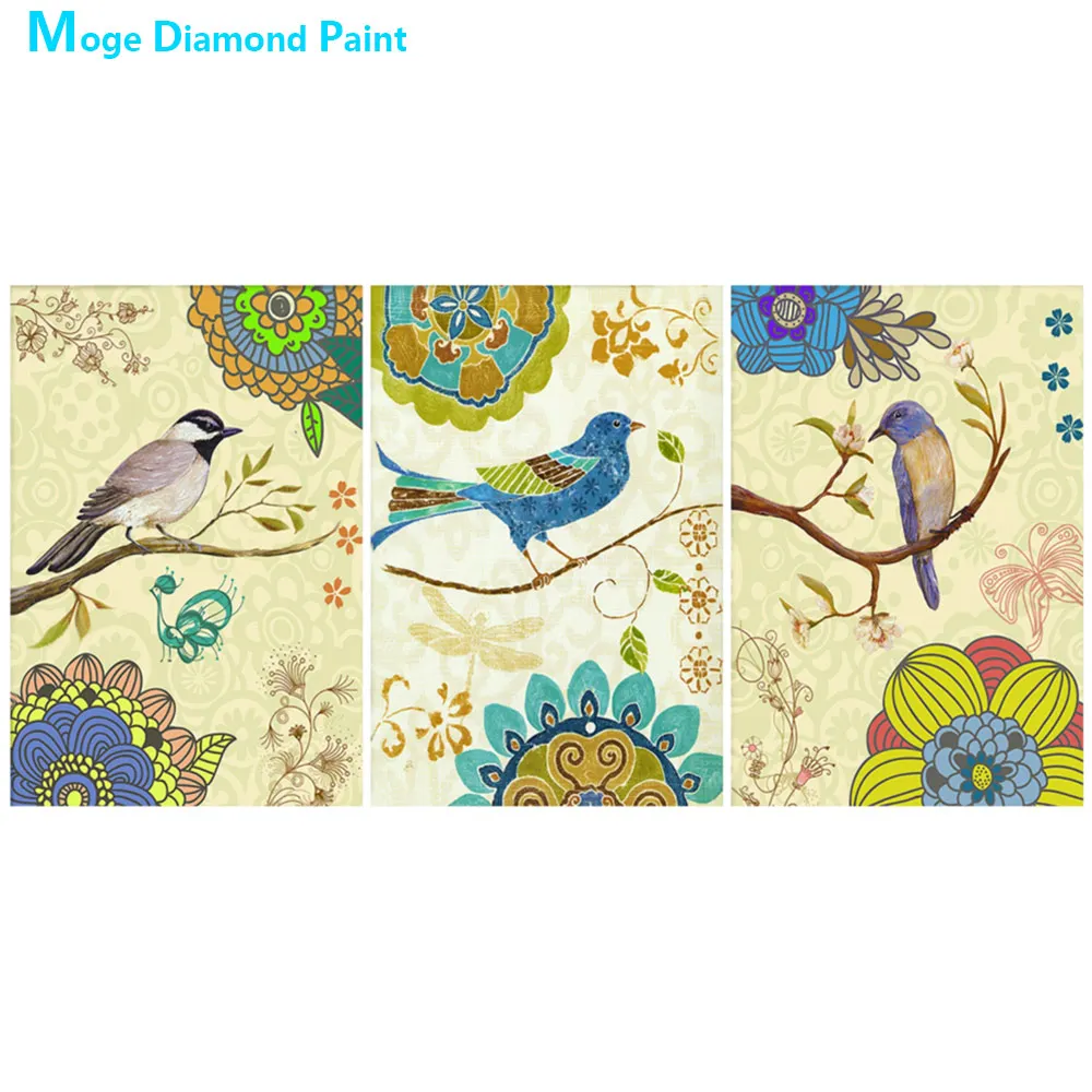 

Abstract floral animal bird Triple Diamond Painting Full Round New DIY Sticking Drill Cross Embroidery 5D simple Home Decoration