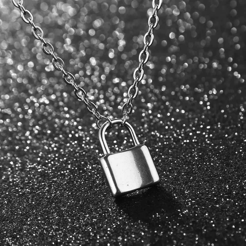 

Functional Lock Pendant Charm High Polish Stainless Steel Silver Necklace For Women Chain 16 Inches 19 inches