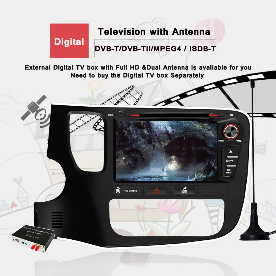 Clearance Auto android 9.0 car dvd for mitsubishi outlander 2017 2014 2015 2016 car radio stereo Audio PC Navigaiton with steering wheel 5