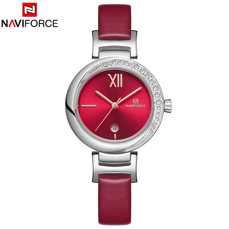 Новинка NAVIFORCE Топ бренд женские часы цветок женские наручные часы из натуральной кожи ремешок браслет женские часы Relogio Feminino - Цвет: SRR