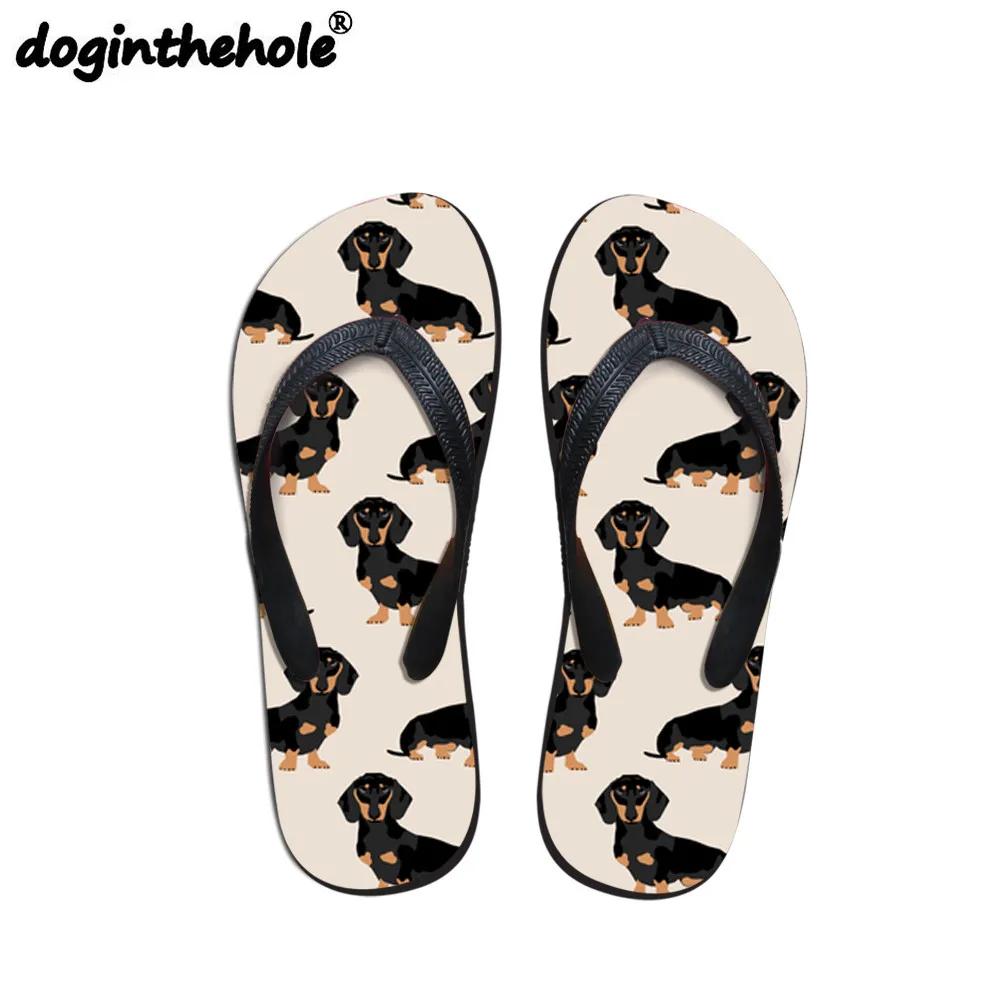 

doginthehole Flip Flops Sport Sandals Women Doxie Dog Dachshund Printing Beach Shoes Outdoor Sandals Slipper Sneakers for Ladies