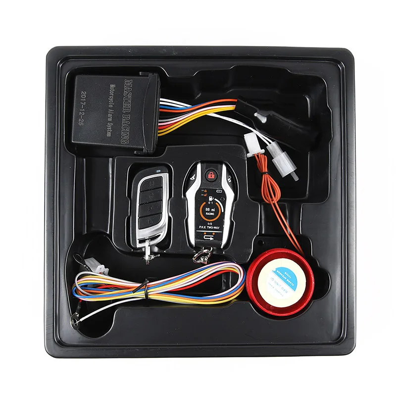 Motorcycle Alarm 2 Way DC 12V Scooter Alarm Dual Remote Controls Engine