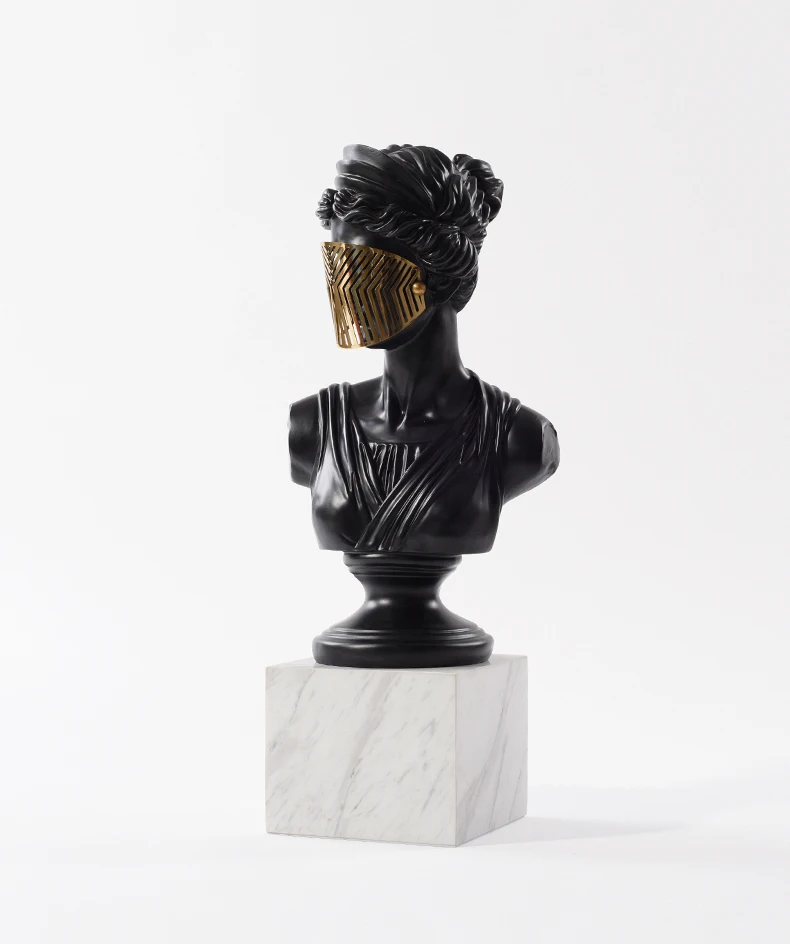 Роскошный Аполлон с золотой металлической маской скульптура европейские украшения Статуя персонажа искусство домашний Декор Аксессуары мраморные поделки