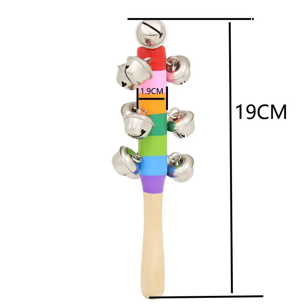1 шт. Цветной Красочный Деревянный бубенчик палка шейкер Колокольчик металлический колокольчик orff инструменты детские погремушки случайный цвет