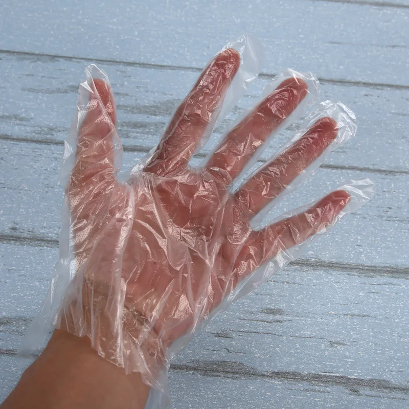 100pcs Eco-friendly Disposable Plastic Gloves for Restaurant Hotel Handling Raw Chicken