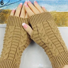 Winter Arm Warmer Elbow Gloves Long Fingerless Mitten Knitted Soft for student office worker