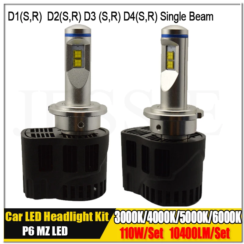 D1 D2 D3 D4 D1S D2S D3S D4S D1R D2R D3R D4R светодиодный Canbus 10400Lm P6 MZ светодиодный Футболка с принтом "автомобиль" лампы авто лампы фары Conversion Kit 12V 24V