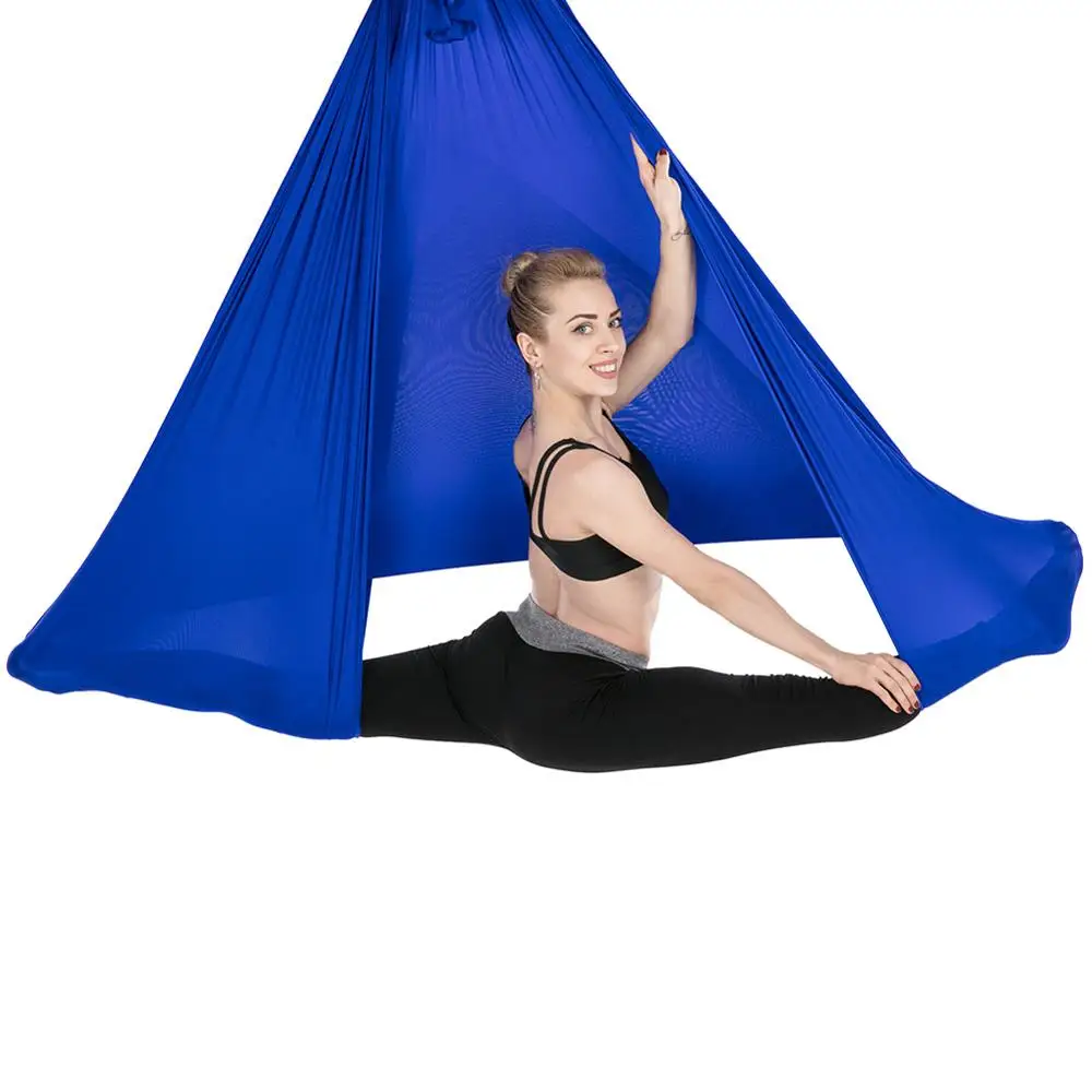 Растягивающиеся ремни для фитнеса и йоги, 4*2,8 м, 16 цветов, Антигравитационные, воздушные, для йоги, качающиеся, инверсии, гамак с удлинительным поясом 1 м - Цвет: 14-Blue