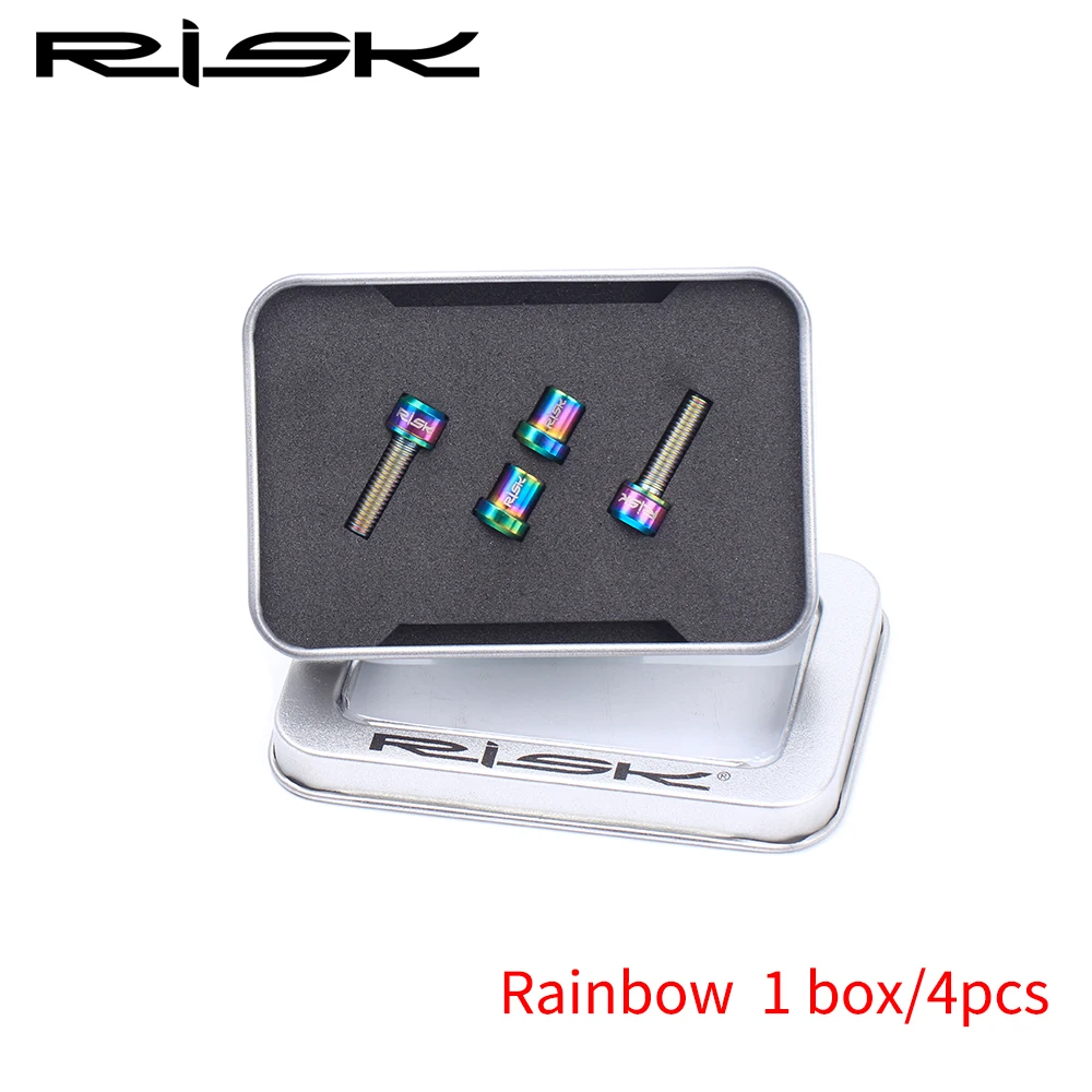 Риск 2шт M5x18mm дорожный велосипед Углеродные болты для выноса руля и гайки титановые Ti велосипедные болты для выноса руля горный велосипед Винт гайки - Цвет: Rainbow