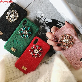 

Aoweziic American luxury lace drill For iPhone X XS MAX XR mobile phone shell 6S 8 7plus personality hard shell lace Rhinestone