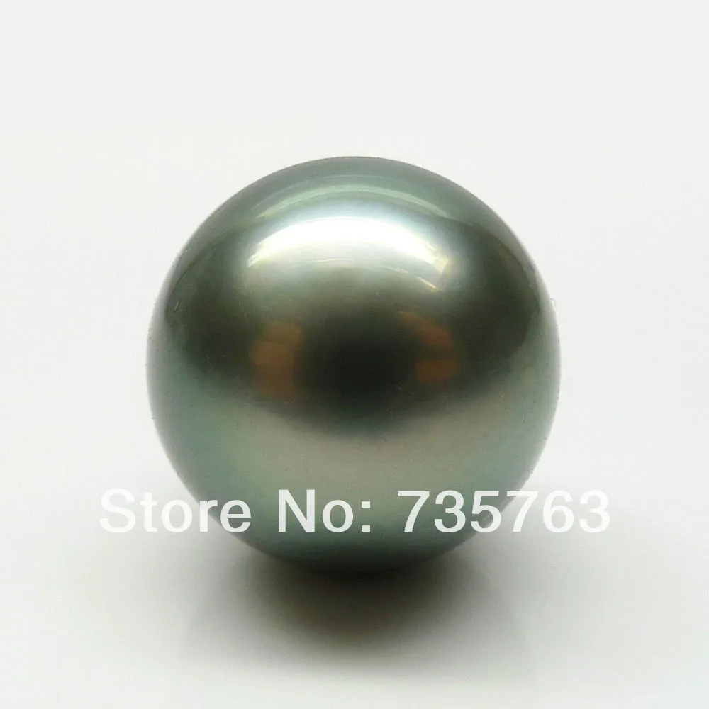 

xiuli 00080 Beautiful!GREEN!ROUND 12MM GENUINE TAHITIAN PEARL