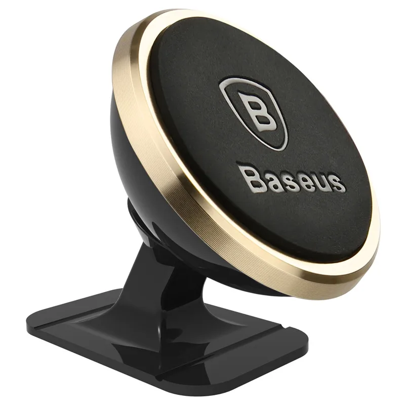 Baseus, магнитный автомобильный держатель для iPhone, samsung, универсальный держатель для телефона, подставка в машину, вращение на 360 градусов, автомобильный держатель для телефона - Цвет: Золотистый