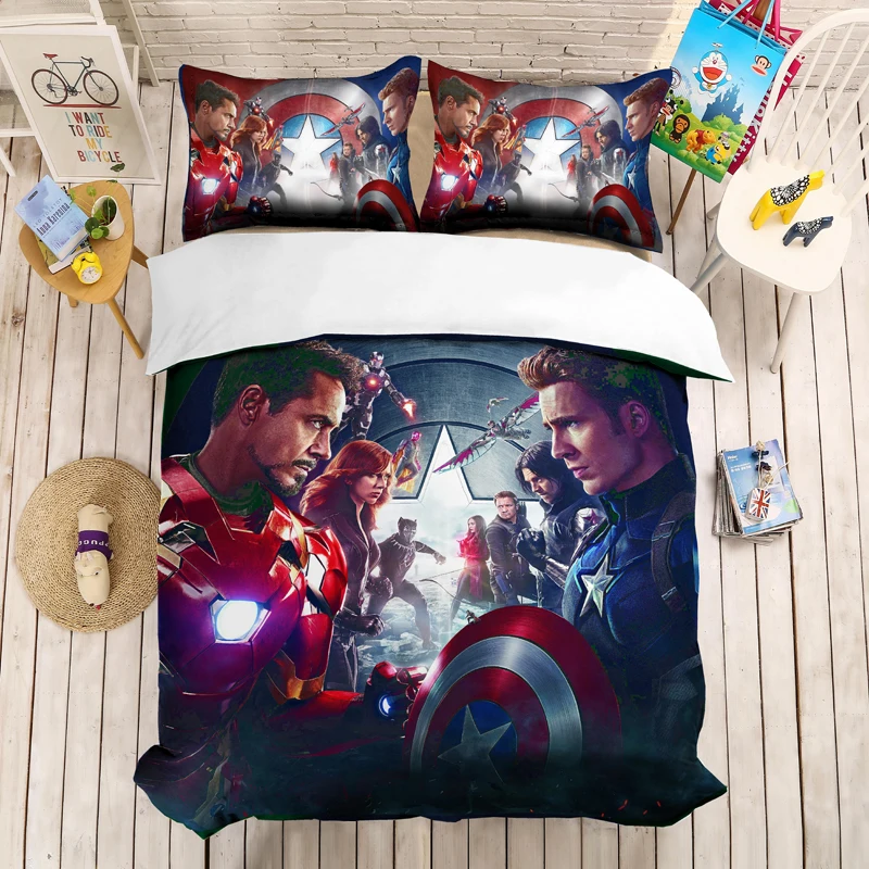 

Justice League iron Man 3D beding set Marvel Super hero Duvet Covers Pillowcases comforter bedding sets Bruce Wayne Superman