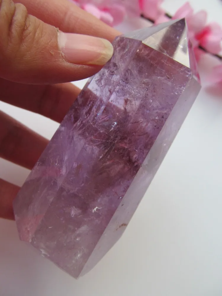 158g Transparent Natural Clear Amethyst Quartz Crystal Points Single