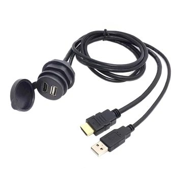 

10pcs/lot Cablecc 100cm Combo USB 2.0 & HDTV HDMI 1.4 Male to Female Extension Cable with Waterproofable Mount Shell