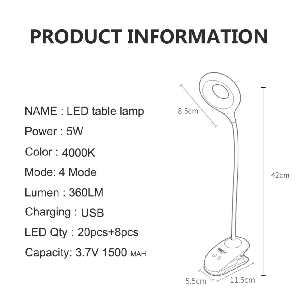 EeeToo USB Перезаряжаемый Ночной светильник Luminaria светодиодный сенсорный вкл/выкл настольная лампа Защита глаз мягкий гибкий книжный светильник s для детей