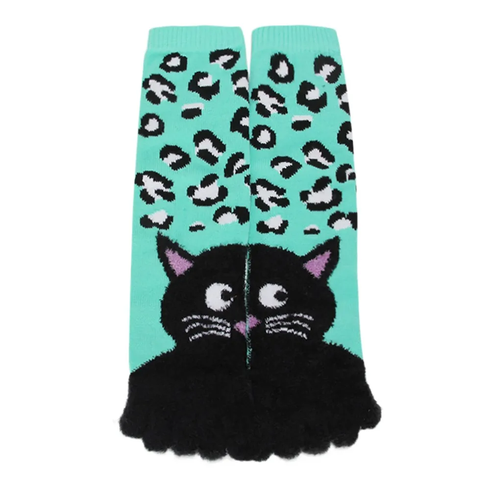 

Winter Socks Women Black Cat Printing Unisec Multicolor Toe Socks Five Finger Sock Cotton Funny Cute Low Cut Ankle Sock 90