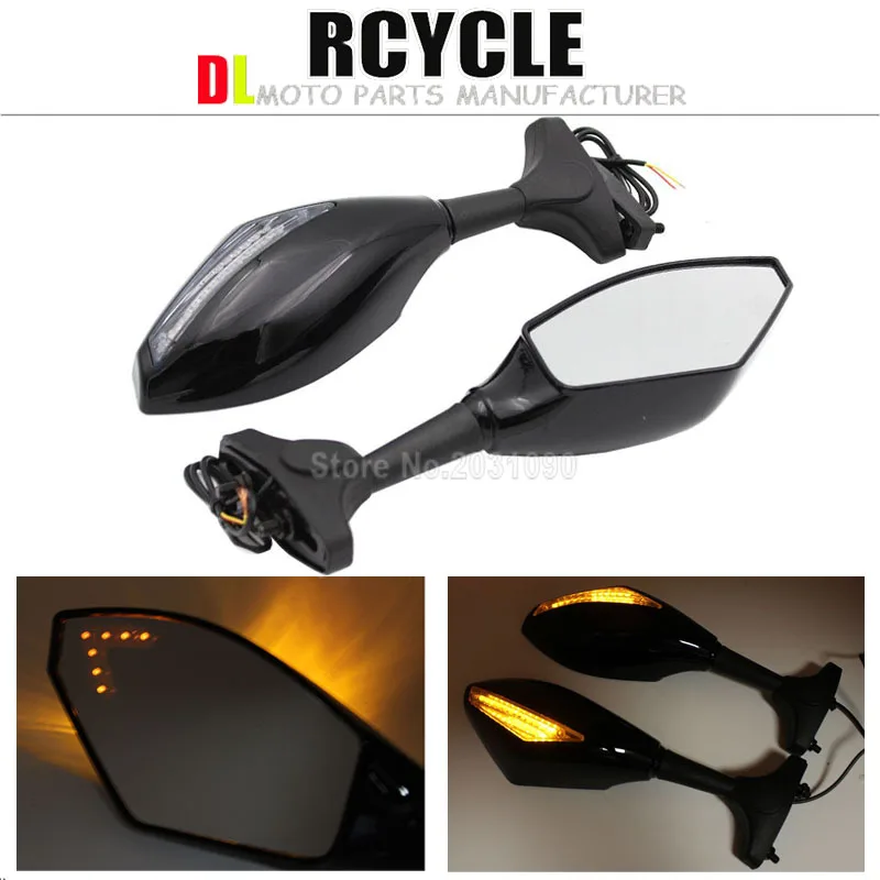 Motorcycle Rear View Mirrors Side Mirror With Led Turn Signals Light