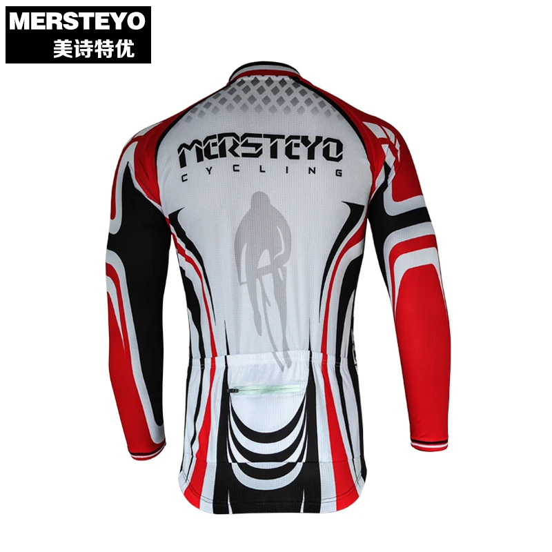 

MERSTEYO Pro Men MTB Cycling Jersey Bike Long Sleeve Jersey Red White Male Sports Bicycle Clothing Ropa Ciclismo Wear top